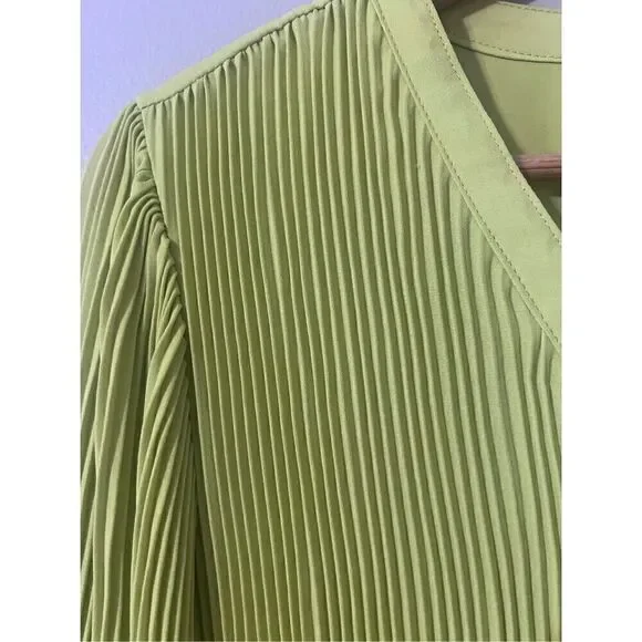 Nanette Lepore Women’s Size 14 Long Sleeve Pleated Button Up Dress Green - Picture 10 of 16
